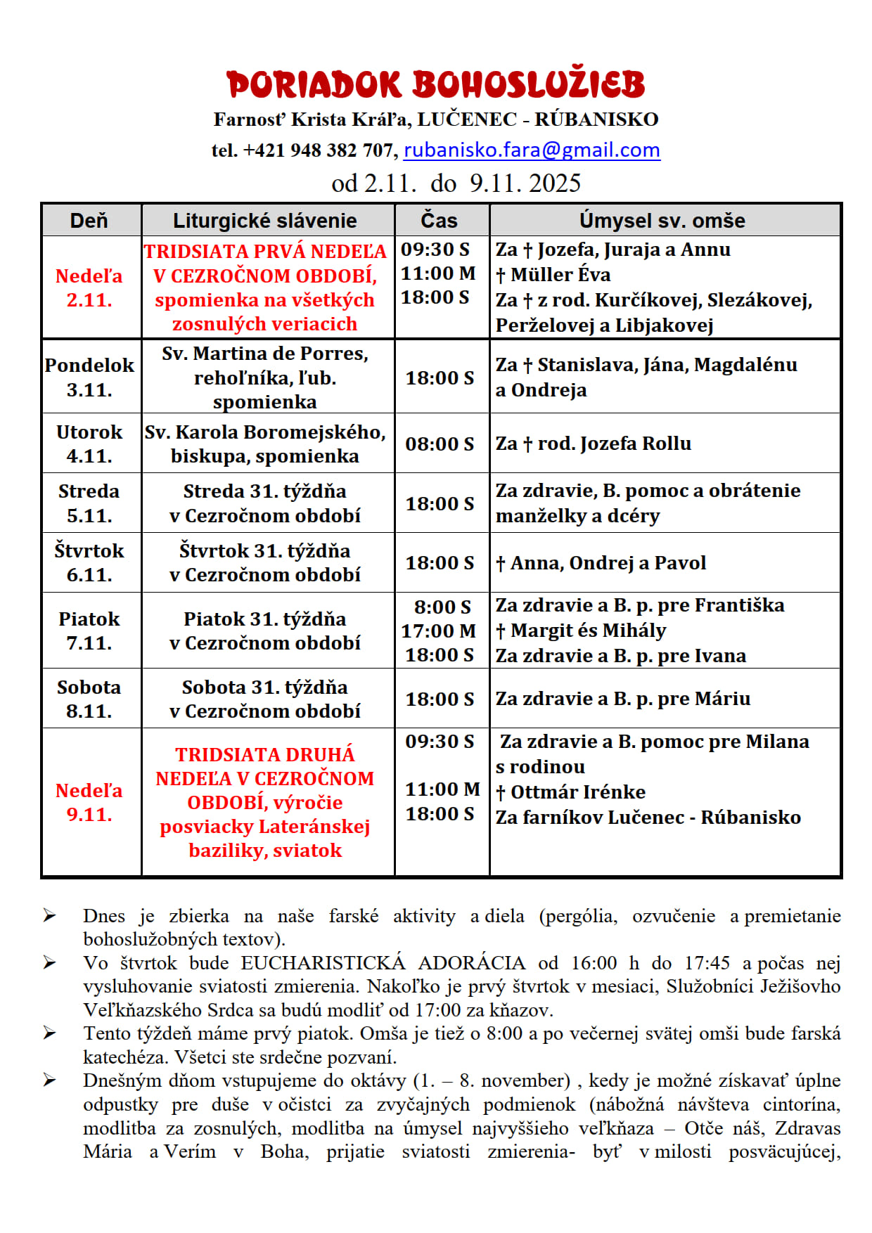 Farské oznamy Farské oznamy