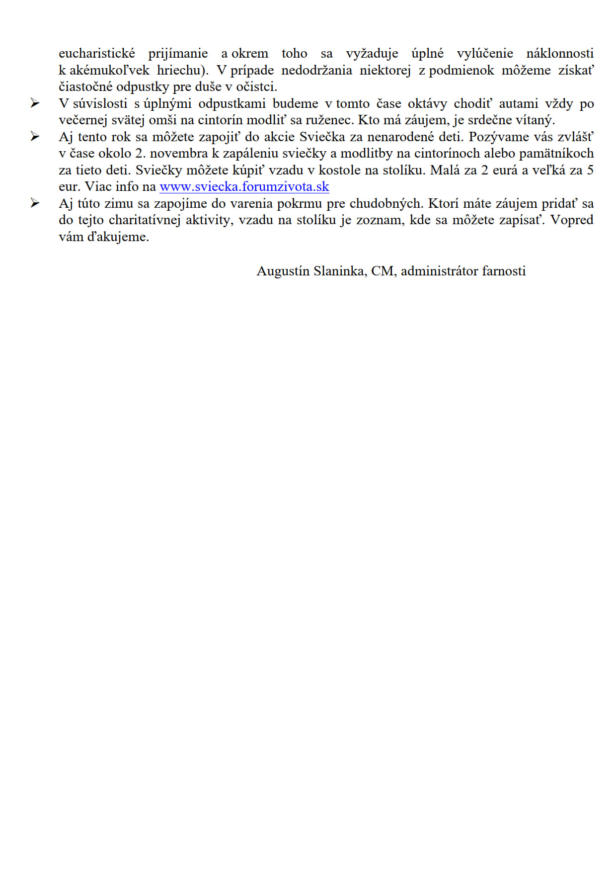 Farské oznamy Farské oznamy