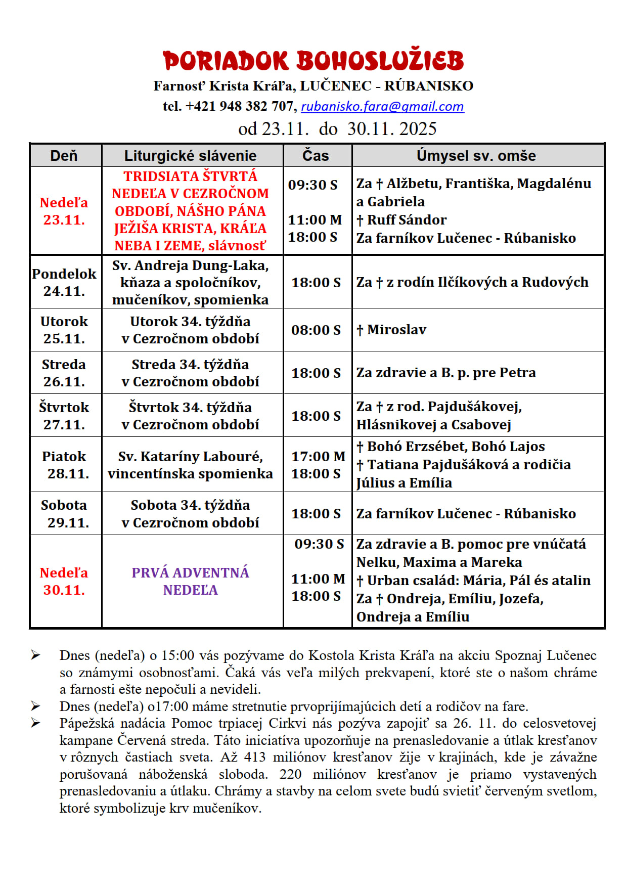 Farské oznamy Farské oznamy