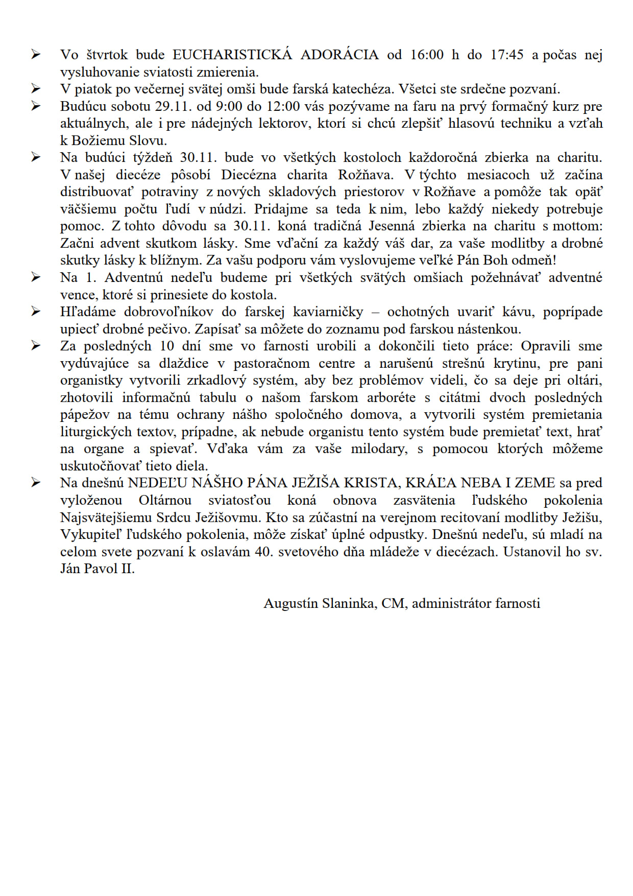 Farské oznamy Farské oznamy